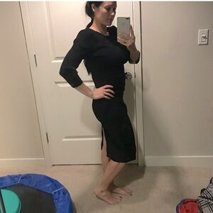 Luxe Sandro Holiday Christmas dress form fitting maxi